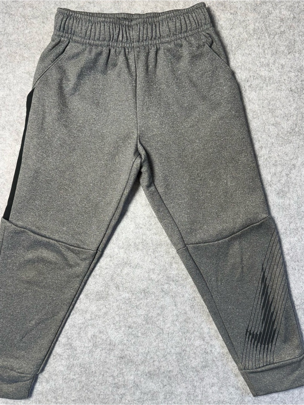 Nike Kids Gray Jogger Sweatpants with Black Side Stripe